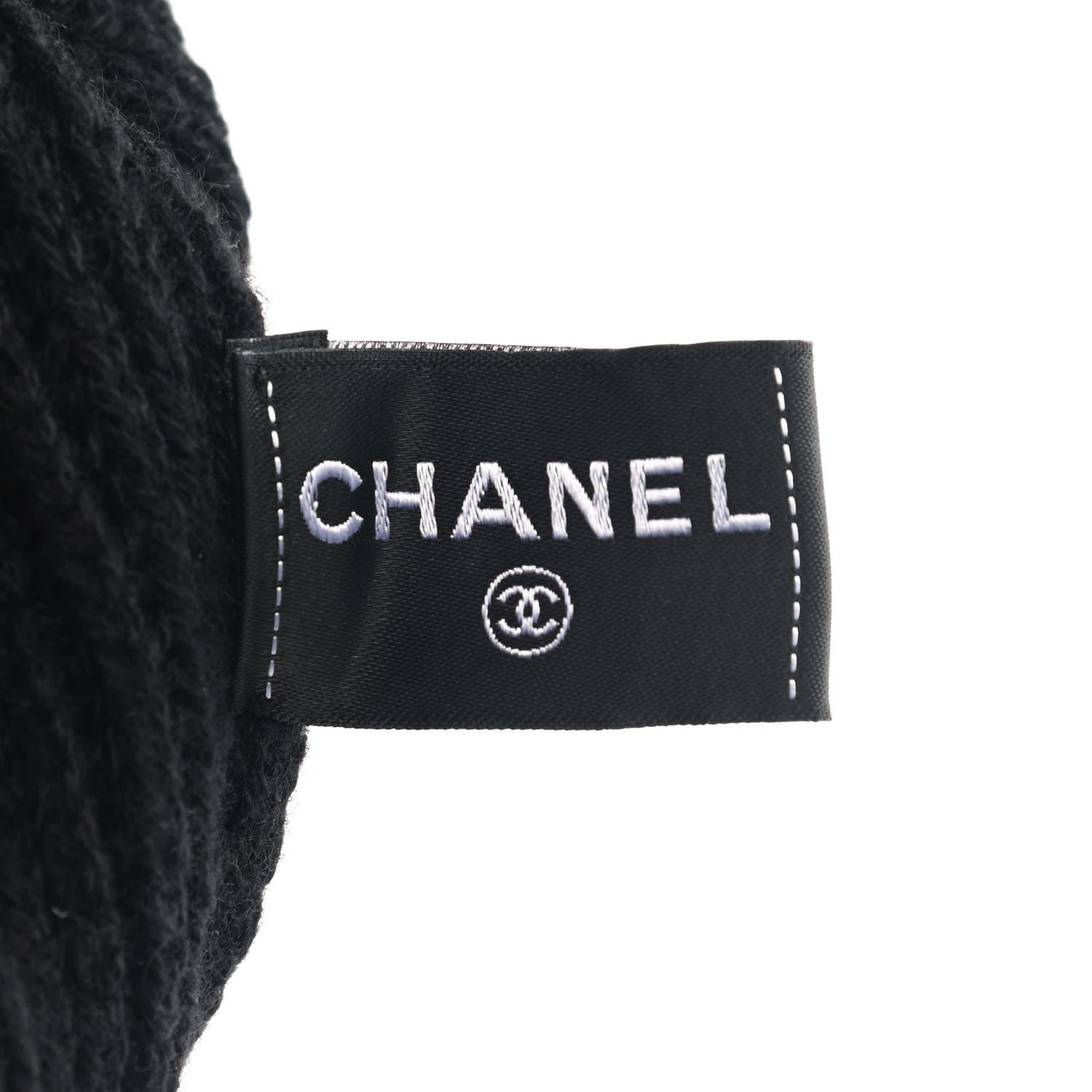 Chanel Cashmere Sequin Logo Beanie Hat Black Gold 5 of 6