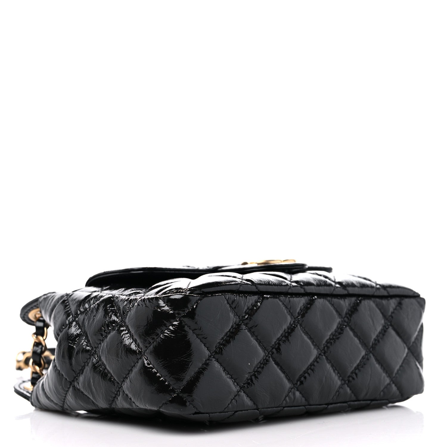 Chanel Shiny Crumpled Calfskin Quilted Small Wavy CC Hobo Black 4 of 10