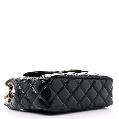 Chanel Shiny Crumpled Calfskin Quilted Small Wavy CC Hobo Black 4 of 10