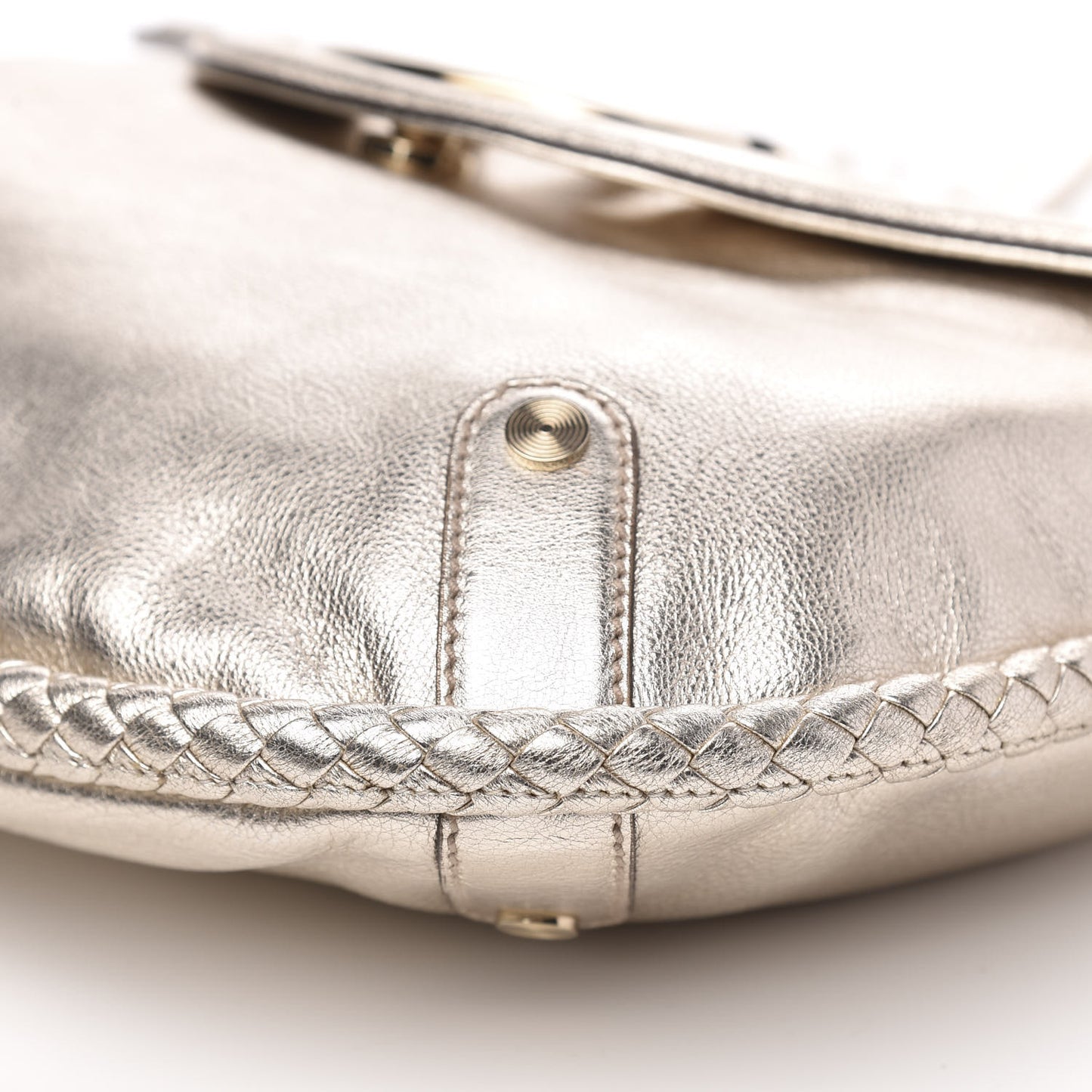 Metallic Calfskin Medium Britt Tassel Shoulder Bag Platinum