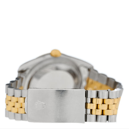 Rolex Stainless Steel 18K Yellow Gold Diamond 36mm Oyster Perpetual Datejust Watch White Roman 16233 3 of 4