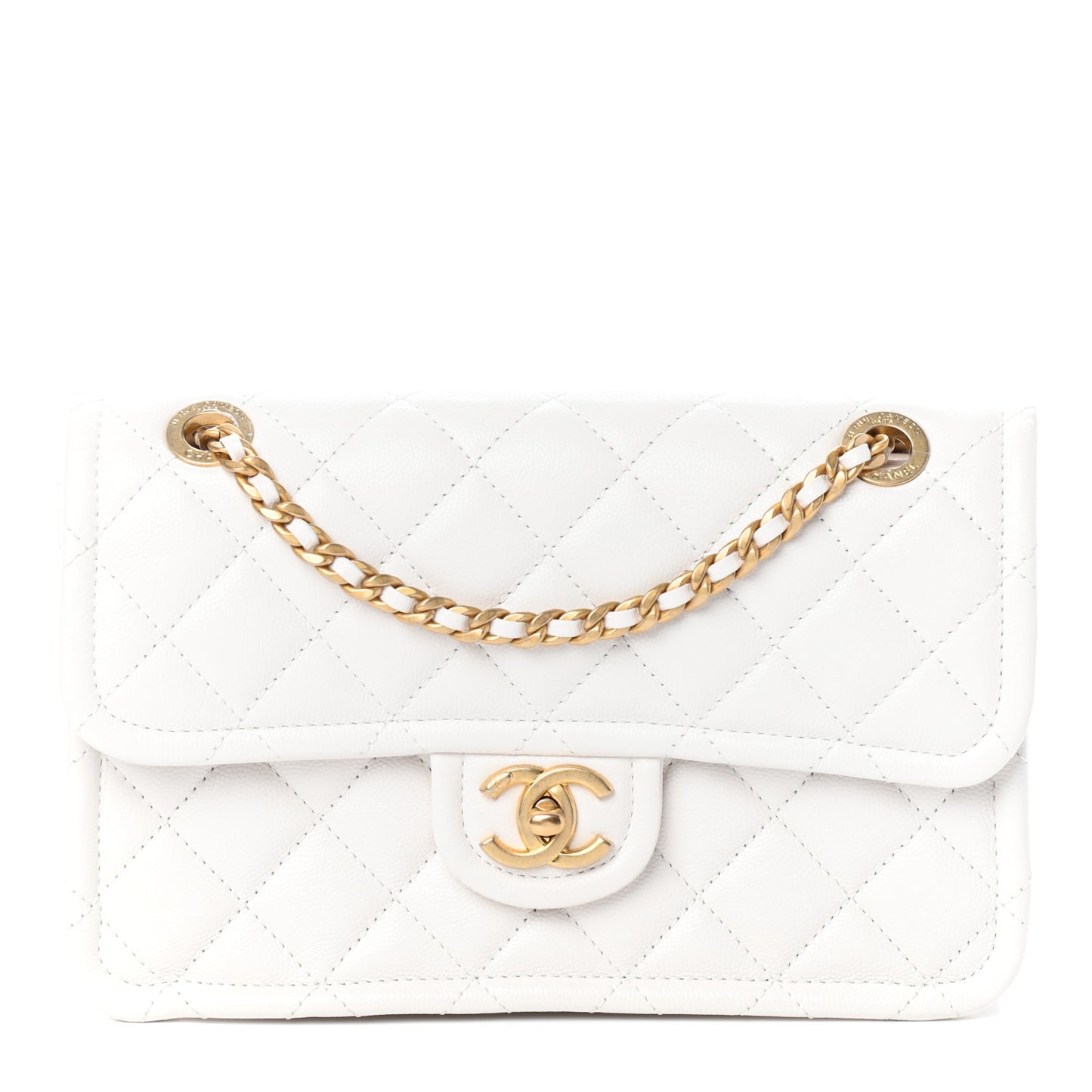 Caviar Quilted Medium Sweet Classic Flap White