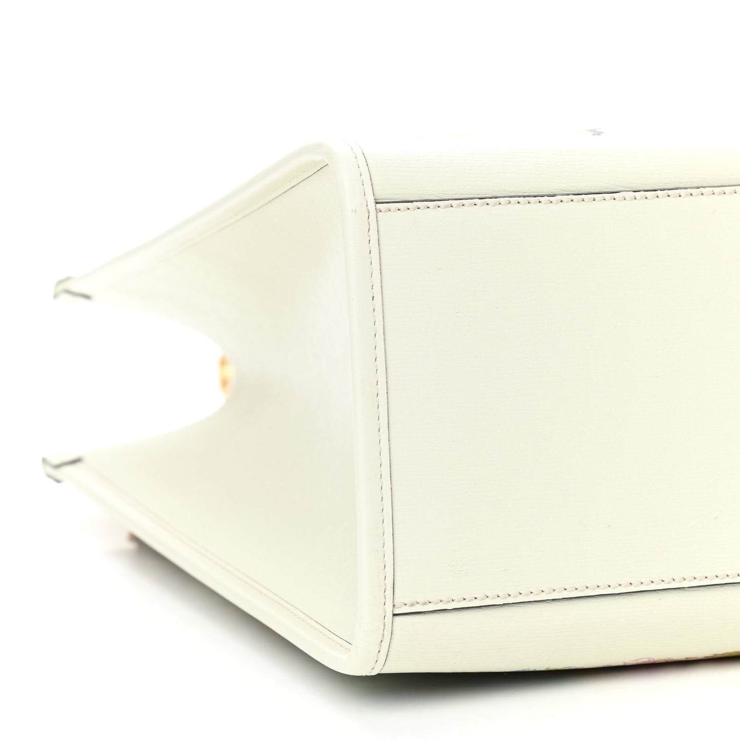 New Shangai Calfskin Tiger Savanah Textured Calfskin Medium Tote Chalky White Multicolor