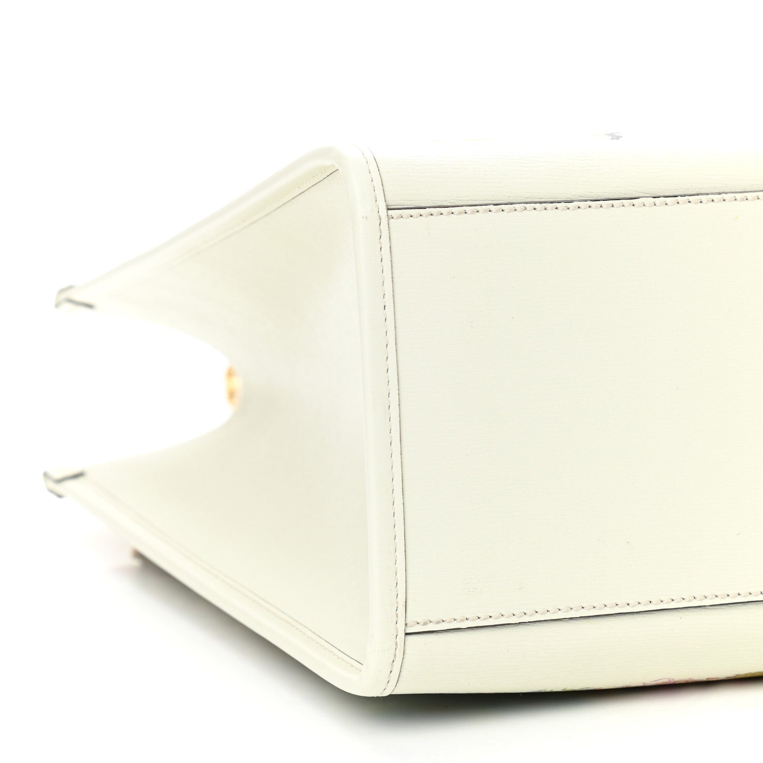 Gucci New Shangai Calfskin Tiger Savanah Textured Calfskin Medium Tote Chalky White Multicolor 9 of 11