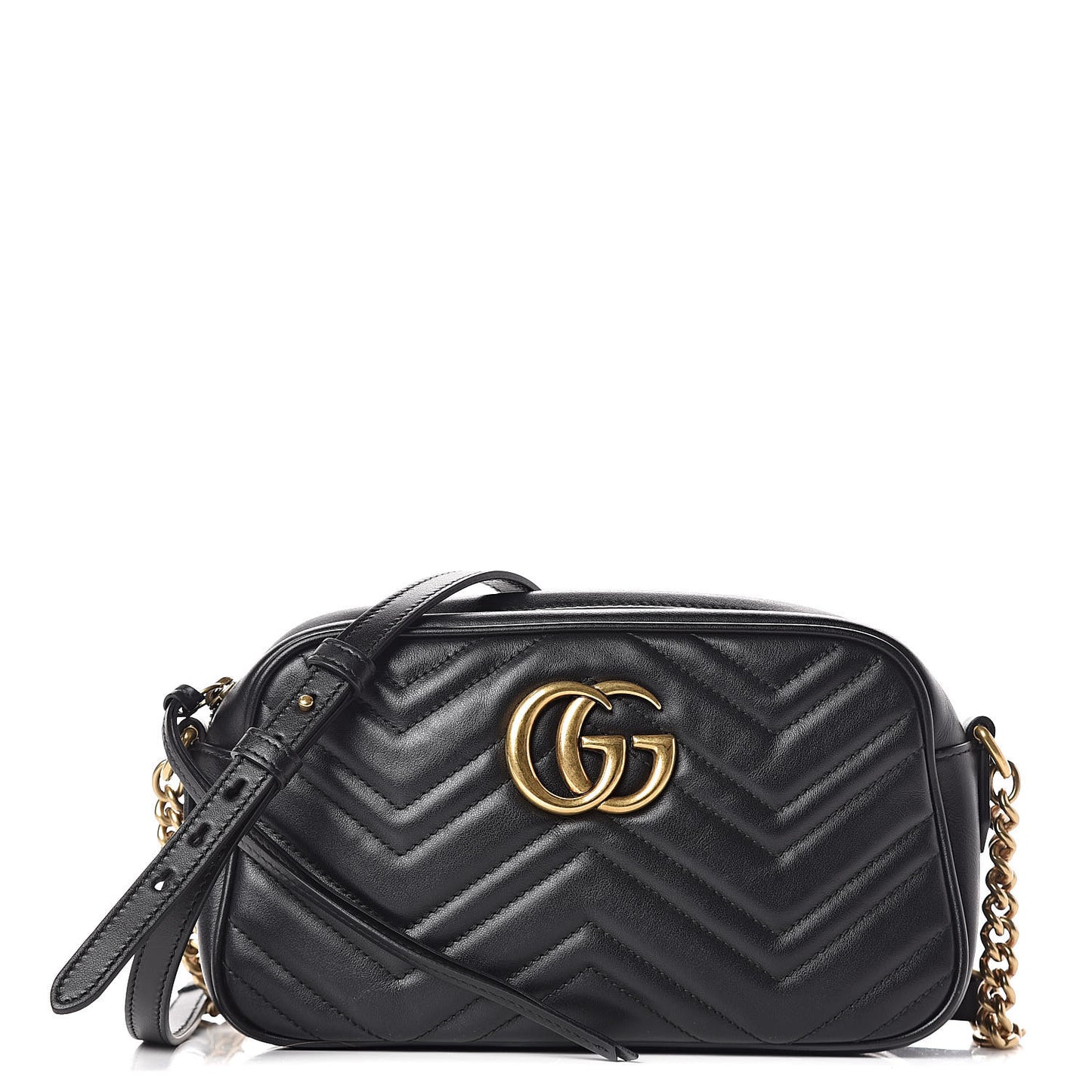 Calfskin Matelasse Small GG Marmont Chain Shoulder Bag Black