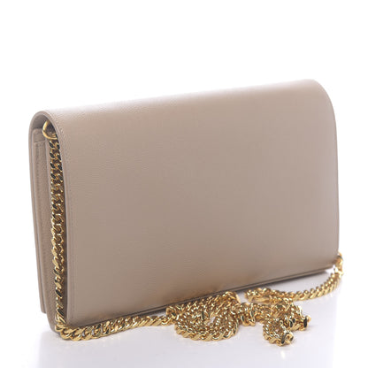 Saint Laurent Grain De Poudre Monogram Chain Wallet Dark Beige 3 of 10