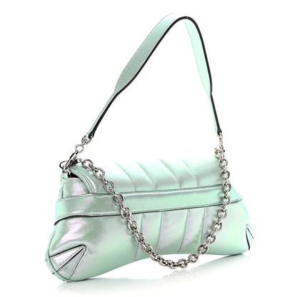 Gucci Iridescent Nappa Vertical Matelasse Medium Maxi Horsebit Chain Shoulder Bag Iridescent Salvy Green 3 of 10