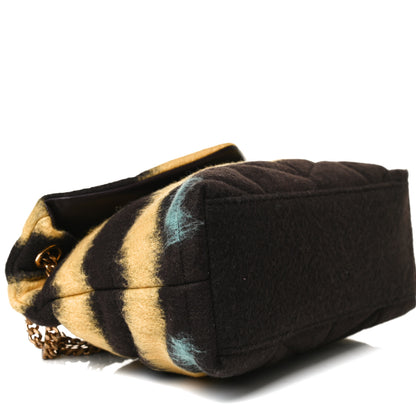 Saint Laurent Tie Dye Wool Quilted Small Loulou Puffer Monogram Chain Satchel Yellow Pacific Blue Dark Pecan 10 of 21