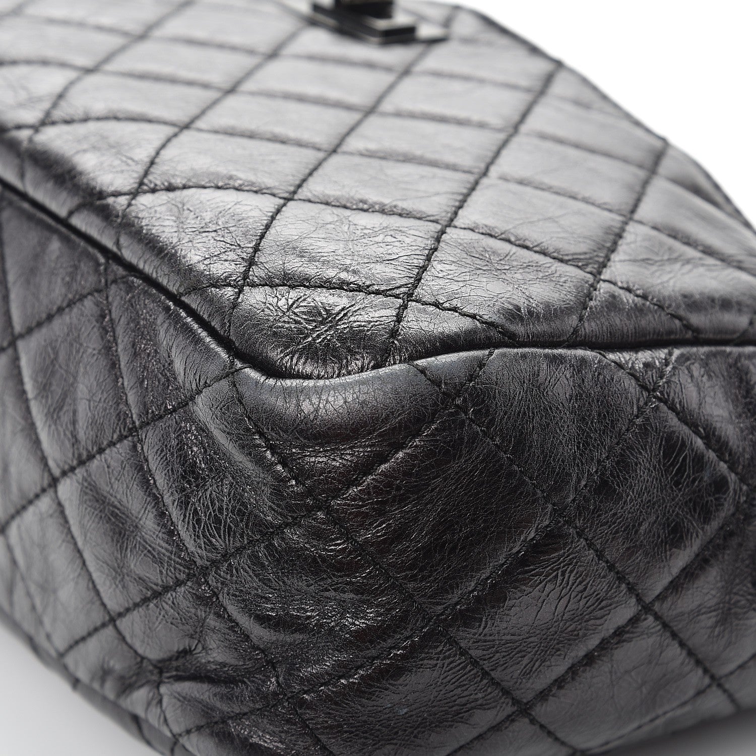 Chanel Metallic Aged Calfskin Quilted Medium Reissue Camera Case Black 10 of 12