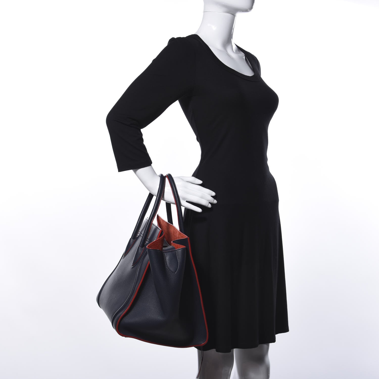 Celine Baby Grained Calfskin Medium Phantom Luggage Steel Blue 2 of 9