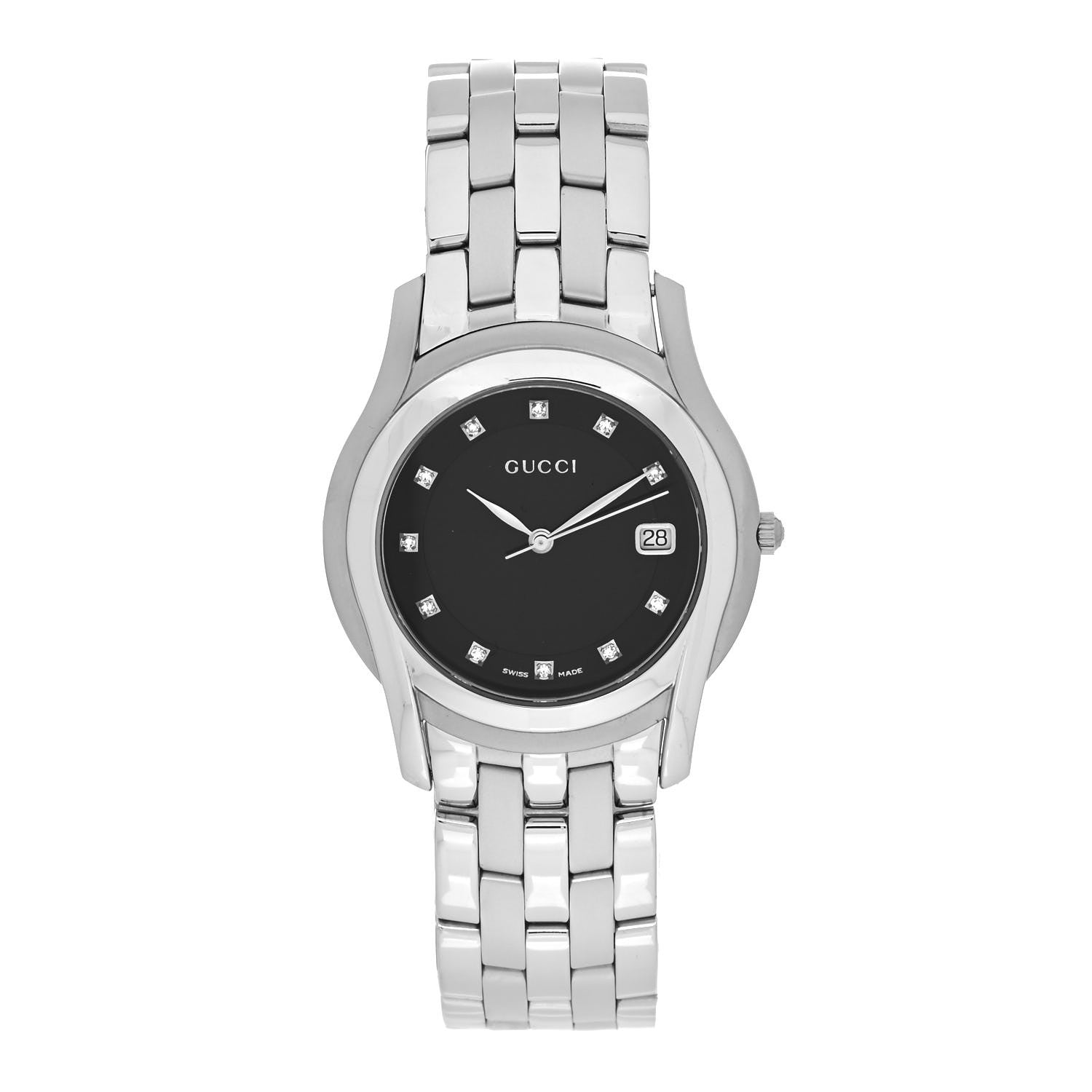 Gucci Stainless Steel Diamond 35mm 5500M Quartz Watch Black 1 of 5