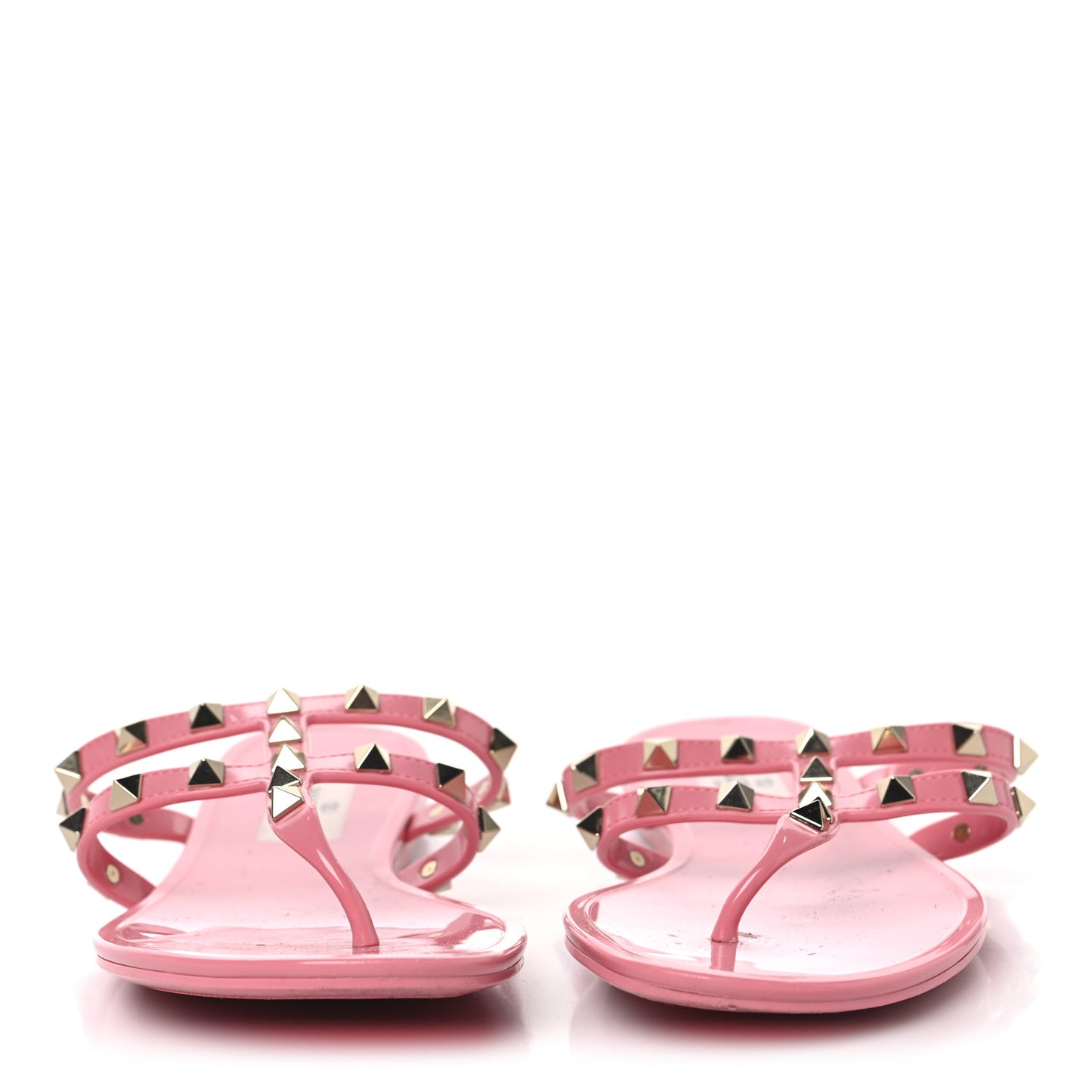 PVC Jelly Rockstud Caged Flat Thong Sandals 37 Dawn Pink