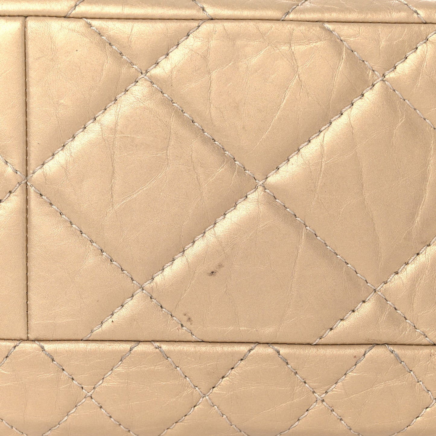 Metallic Aged Calfskin Quilted Reissue 2.55 Tote Light Gold