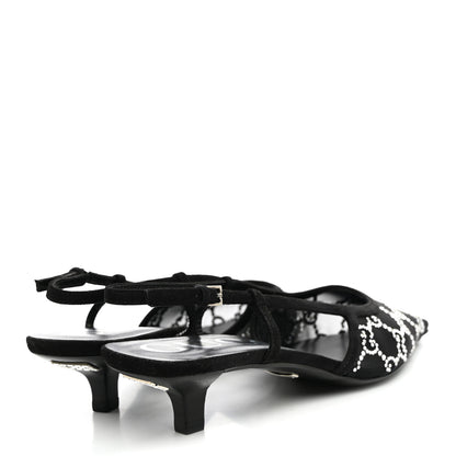 Gucci Tela Retino Kid Scamosciato Crystal GG Monogram Square G 35mm Slingback Pumps 37 Black 4 of 8