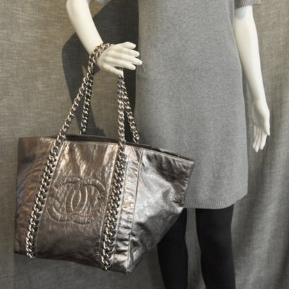 Chanel Leather XL Modern Chain Tote Metallic 4 of 13