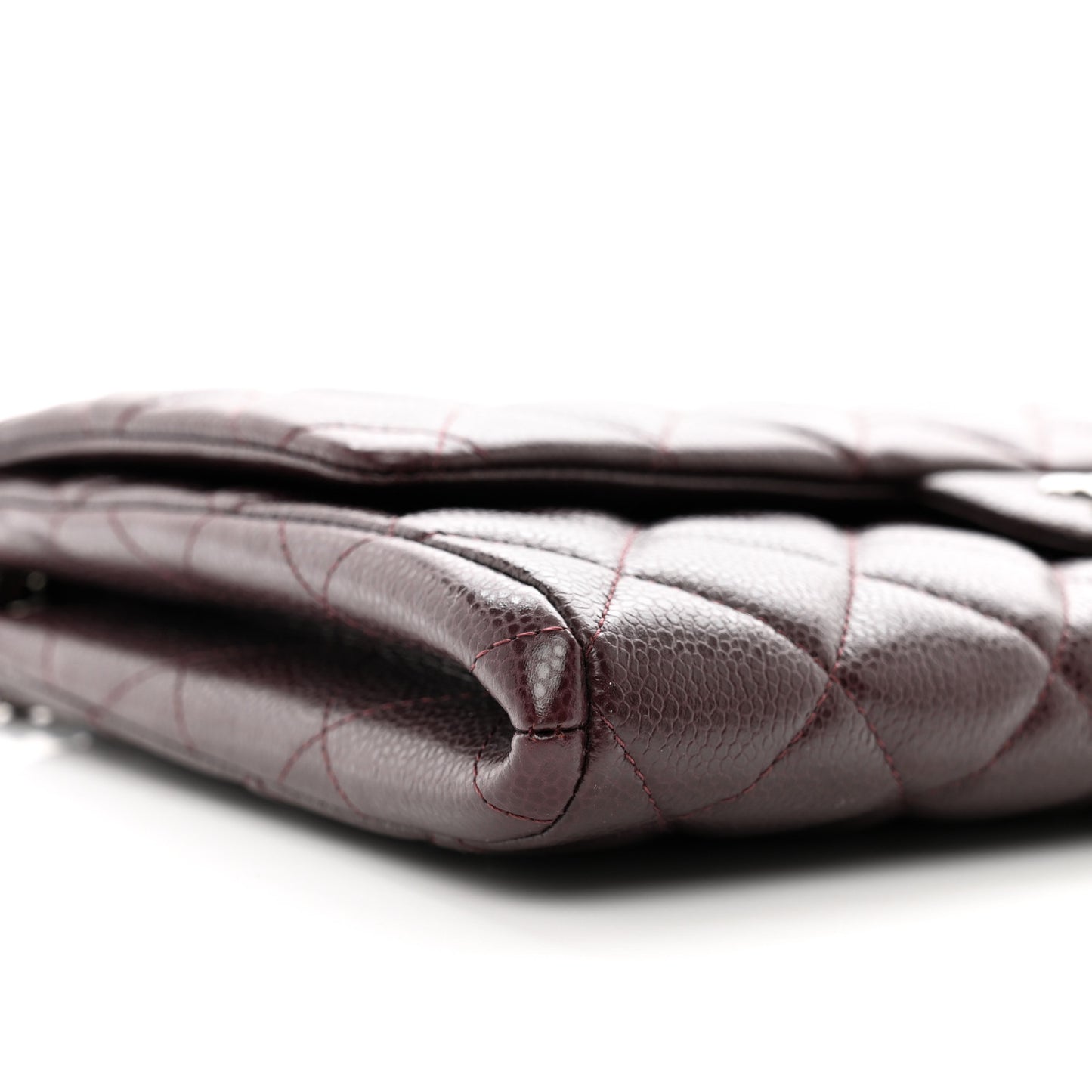 Caviar Quilted Clutch With Chain Flap Burgundy