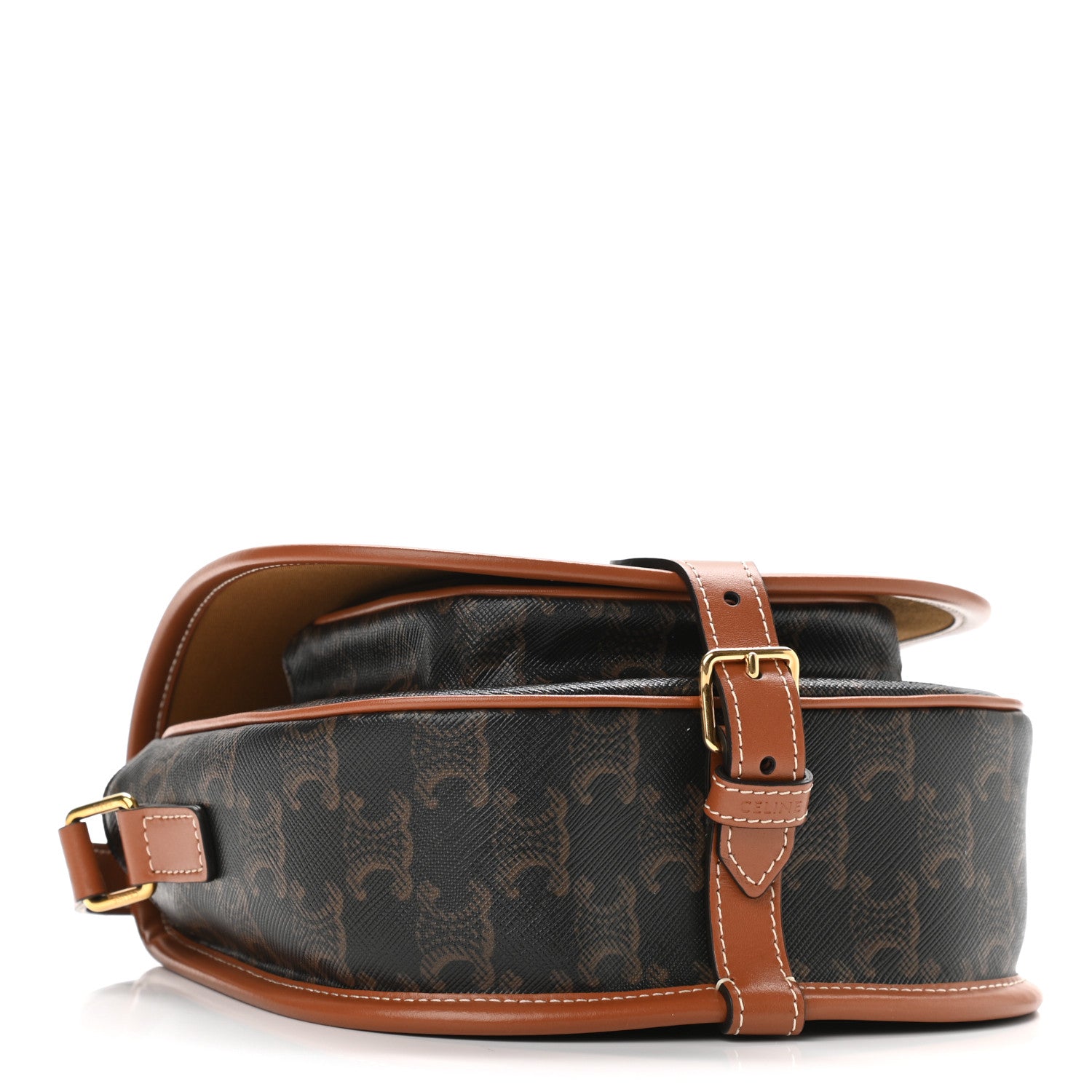 Celine Triomphe Canvas Medium Folco Bag Tan 4 of 9