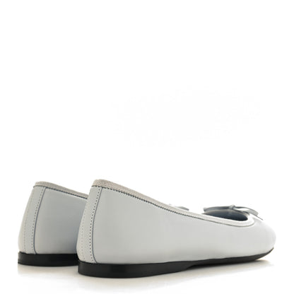 Prada Metallic Lambskin Bow Ballerina Flats 38.5 Fiordaliso 4 of 9