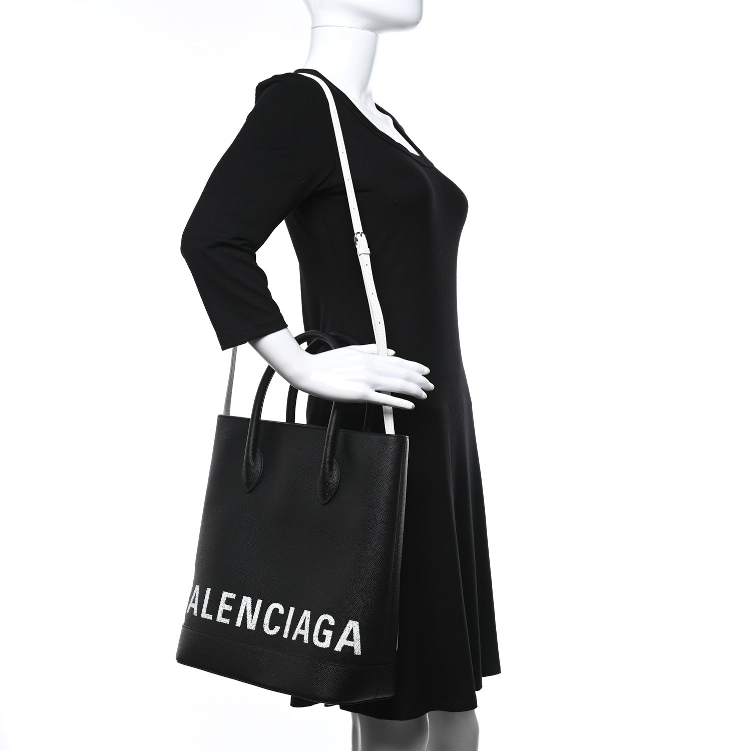 Balenciaga Grained Calfskin Ville Aj Tote Black 2 of 9