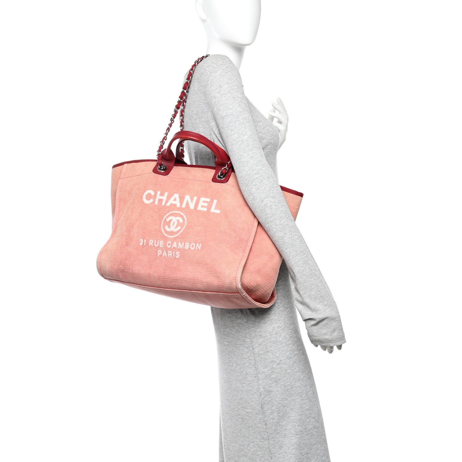 Chanel Canvas Medium Deauville Tote Red 2 of 14