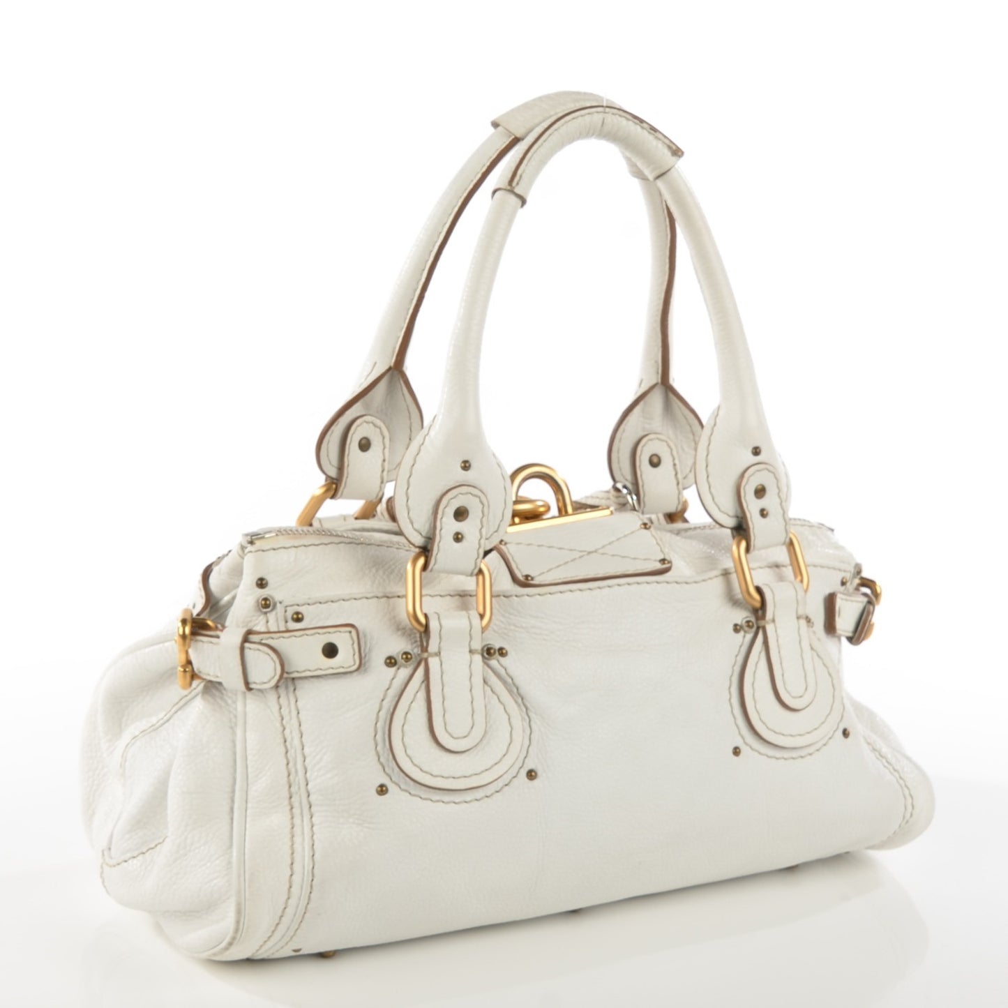 Calfskin Medium Paddington Satchel White