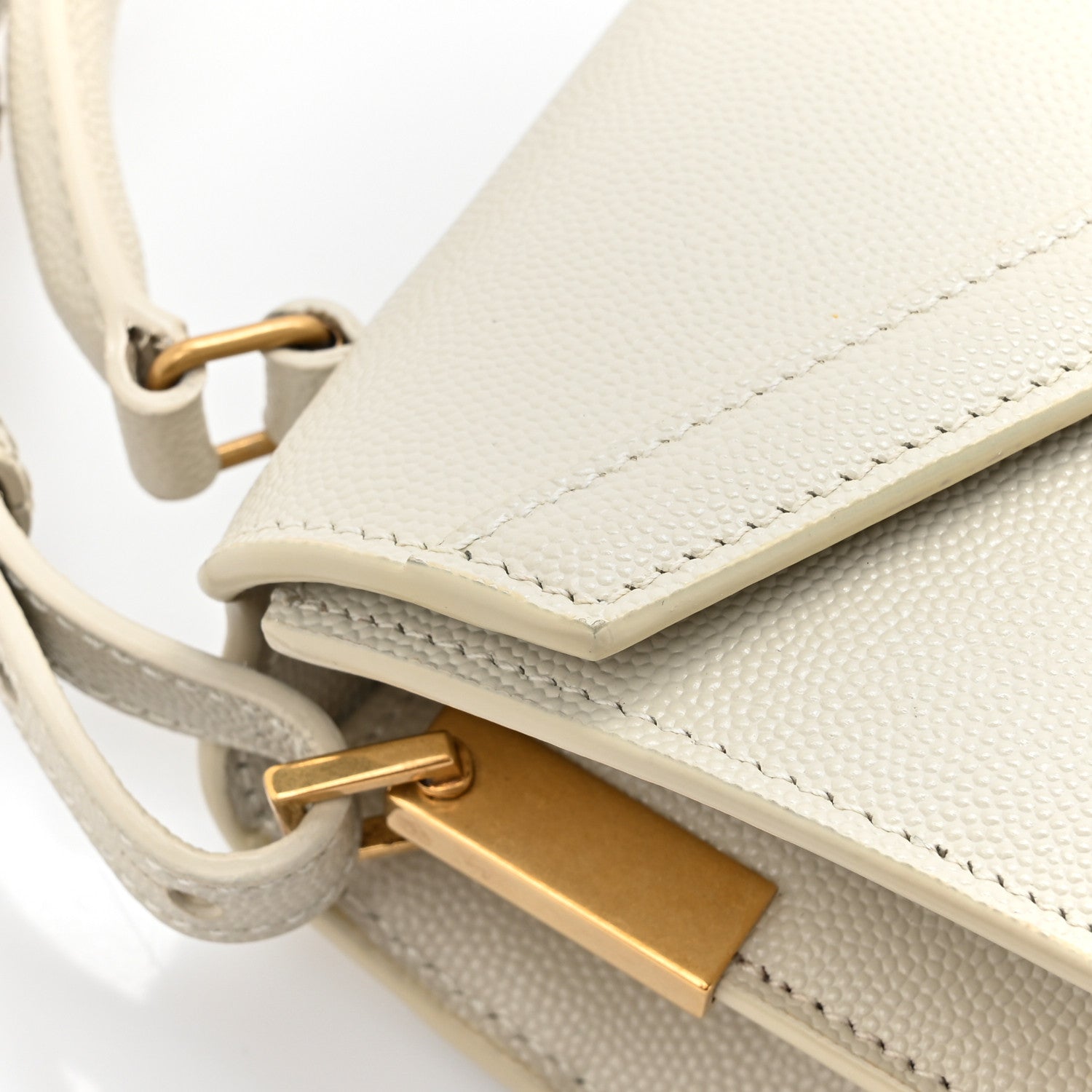 Saint Laurent Grain de Poudre Mini Classic Monogram Cassandra Top Handle Vintage White 14 of 16