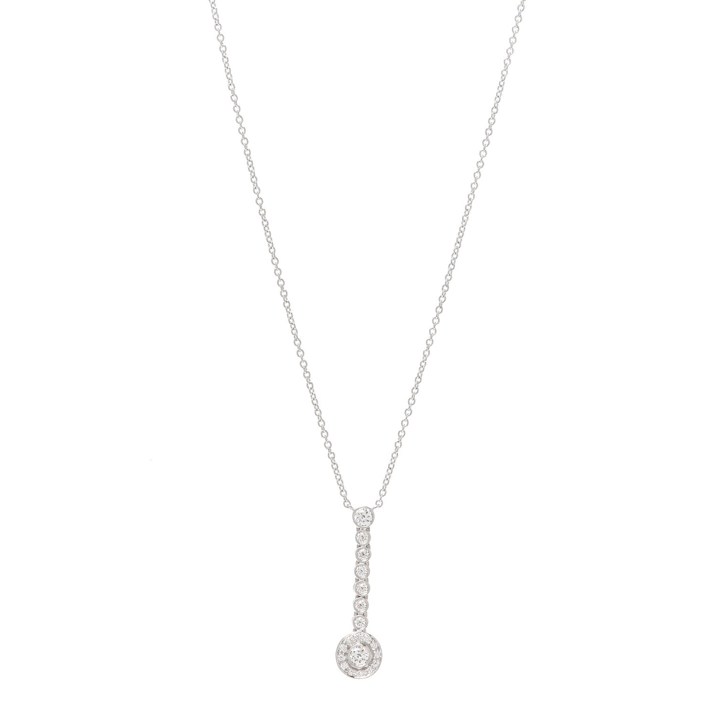Platinum Diamond Circlet Drop Pendant Necklace