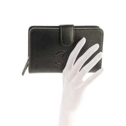 Chanel Metallic Caviar Timeless CC Zipped Pocket Wallet Dark Silver 2 of 8