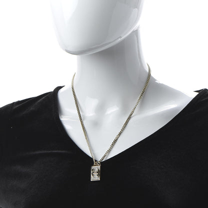 Chanel Crystal Dog Tag Charm Necklace Gold 2 of 7