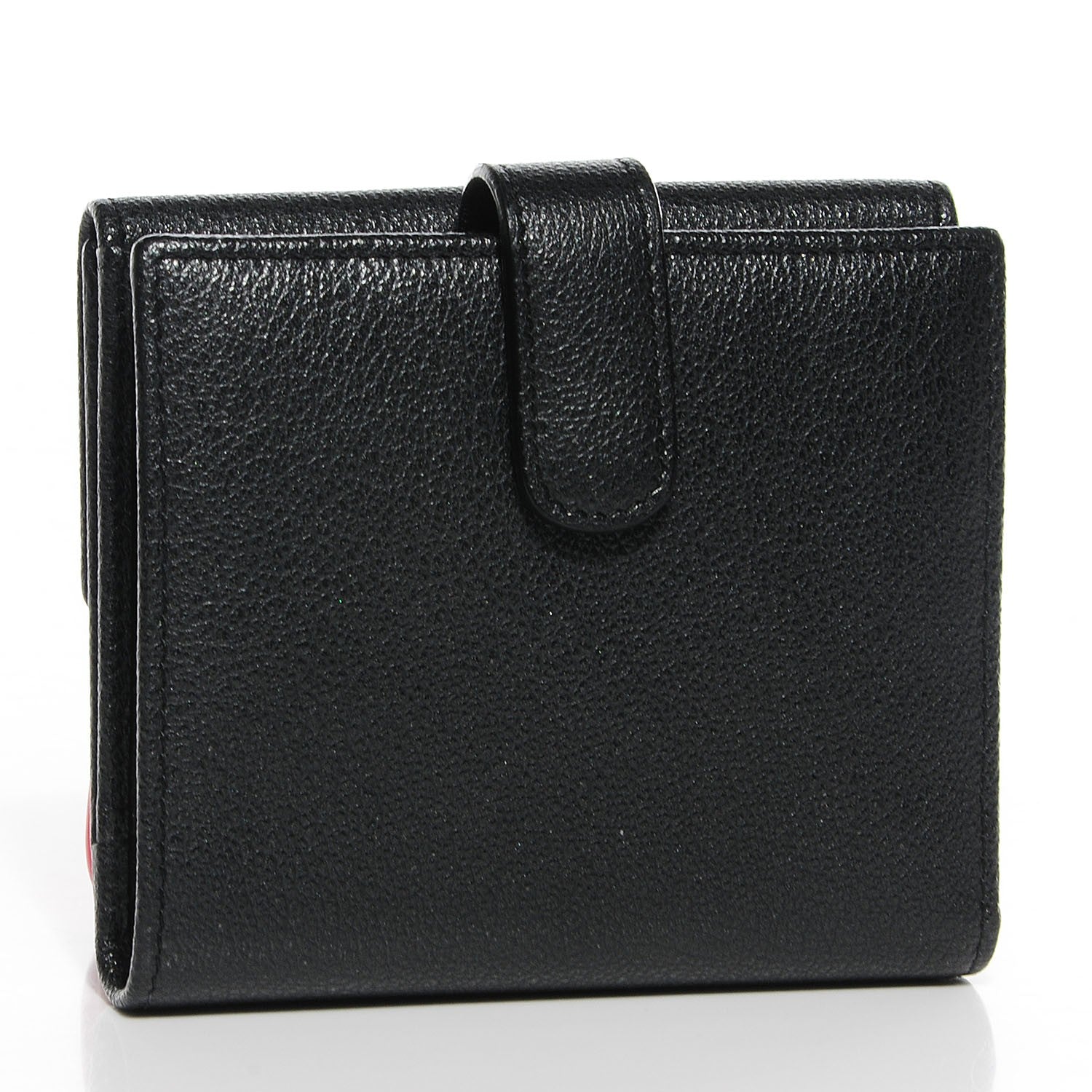 Chanel Glazed Goatskin Camellia Embossed French Flap Wallet Black 3 of 7
