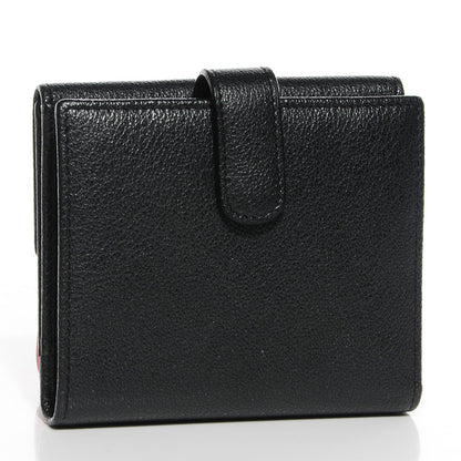 Chanel Glazed Goatskin Camellia Embossed French Flap Wallet Black 3 of 7