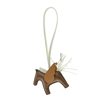 Hermes Milo Lambskin Grigri Rodeo Pegase Horse Bag Charm PM Etoupe Vert Fizz Biscuit 1 of 4