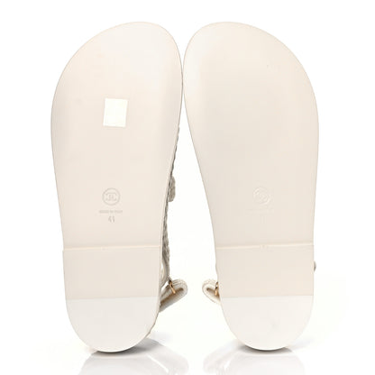 Chanel Knit Fabric Velcro Dad Sandals 41 Ivory 5 of 9