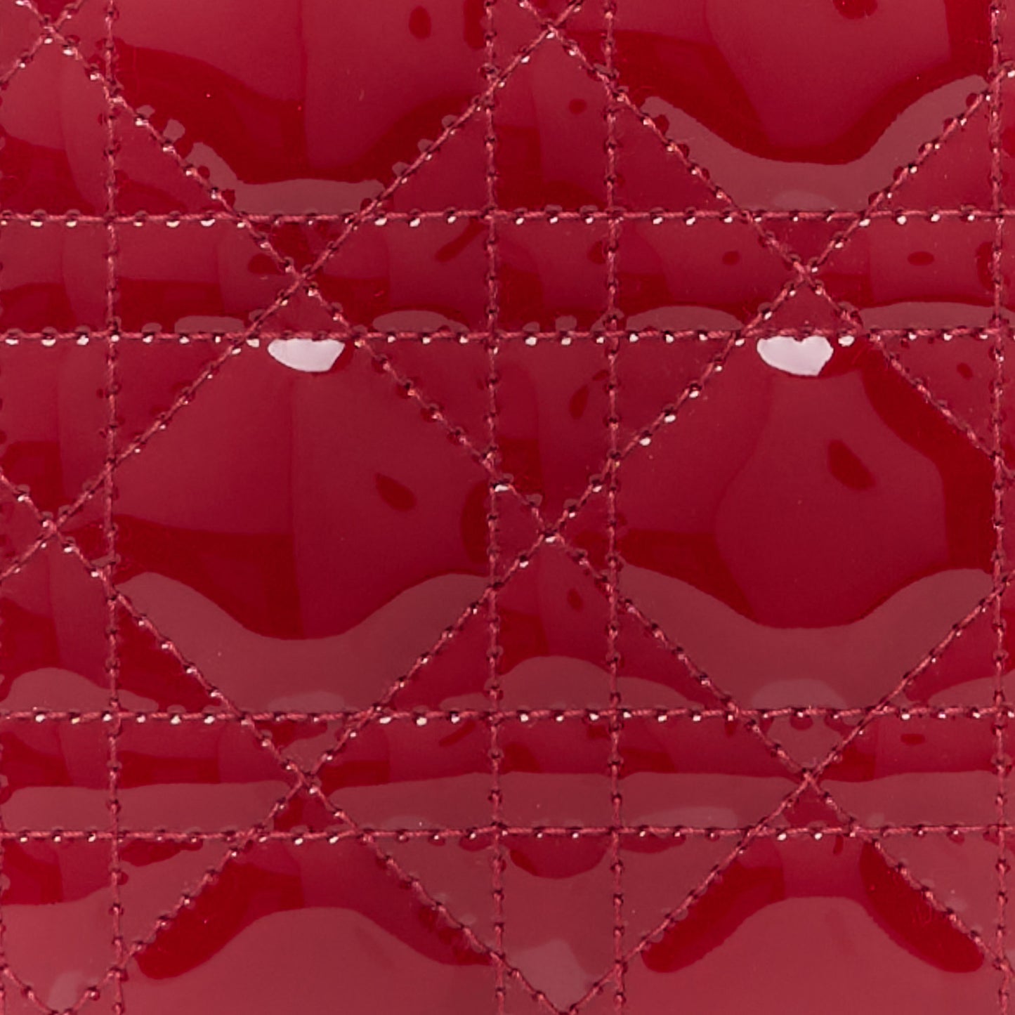 Patent Cannage Small Lady Dior Cherry Red