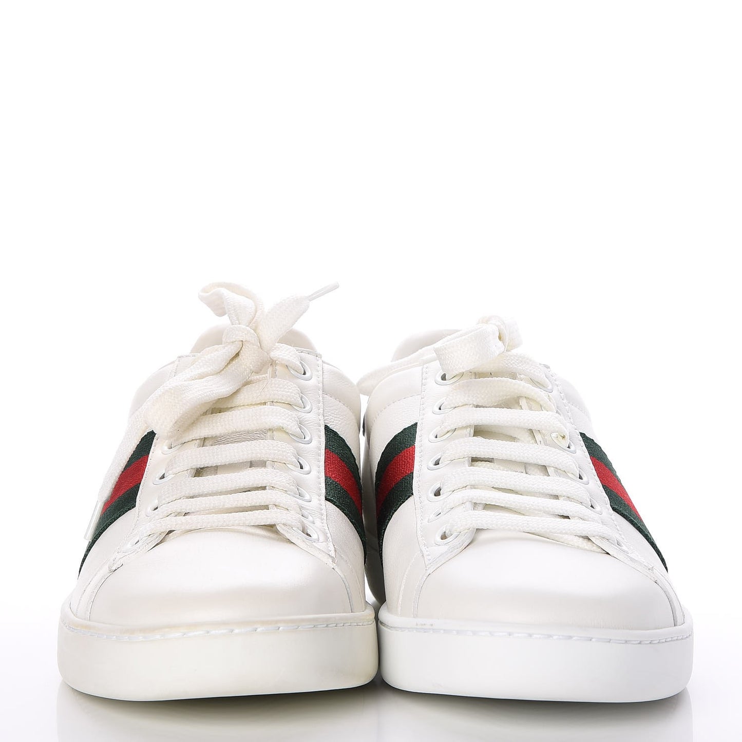 Calfskin Crocodile Web Ace Sneakers 37 White Green