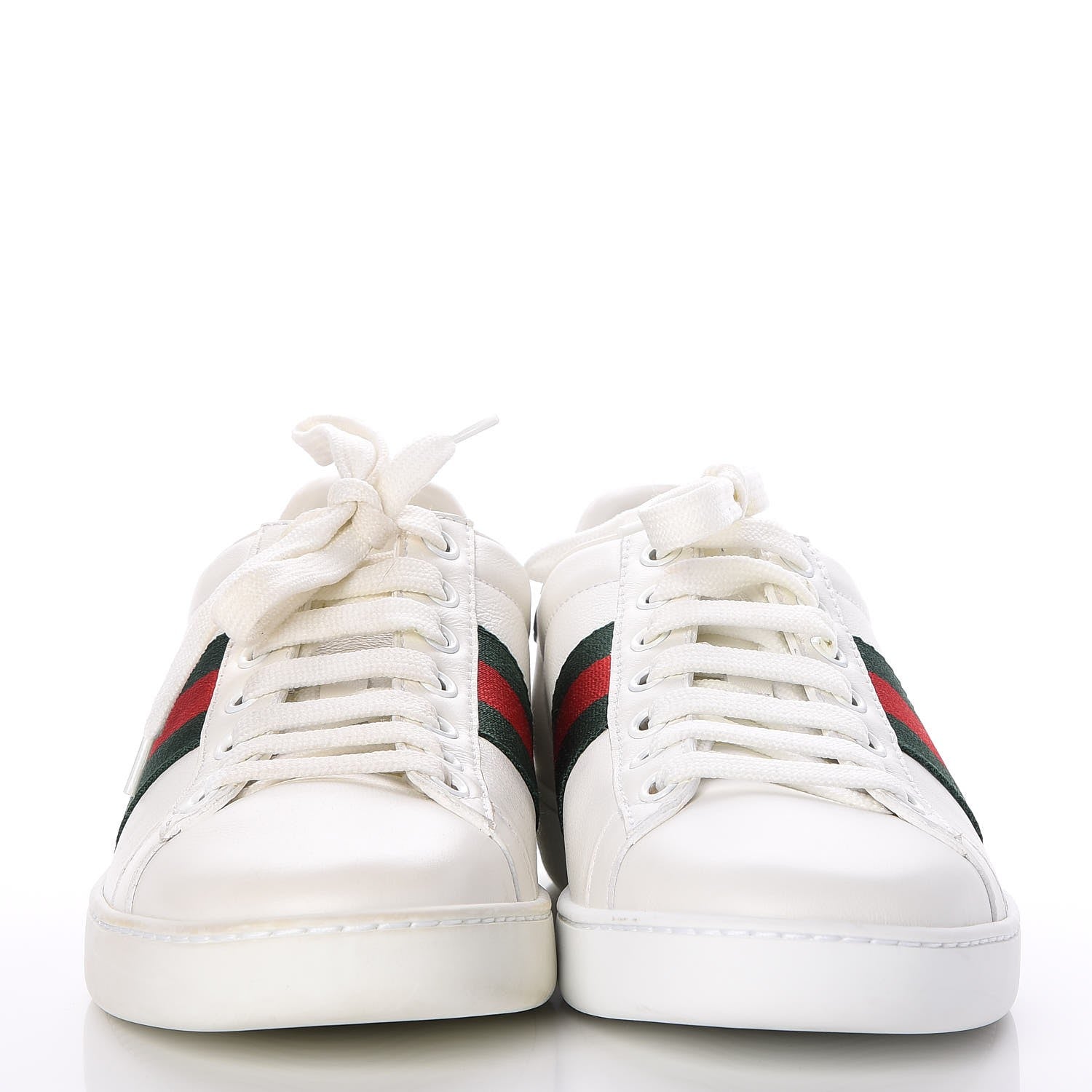 Gucci Calfskin Crocodile Web Ace Sneakers 37 White Green 13 of 21