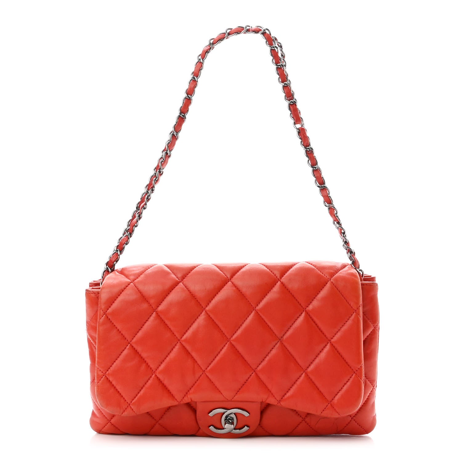 Chanel Lambskin Quilted Chanel 3 Accordion Flap Bag Red 1 of 13
