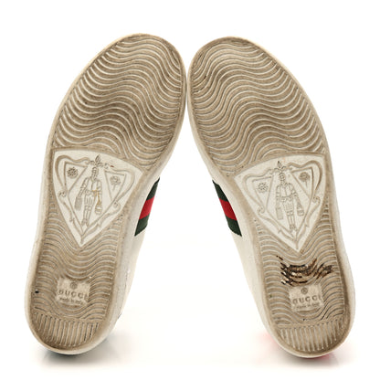Gucci Calfskin Ayers Bee Embroidered Womens Ace Sneakers 36 White Green 7 of 14