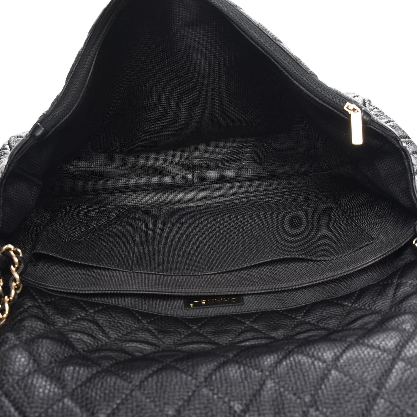 Calfskin Quilted XXL Travel Flap Bag Black