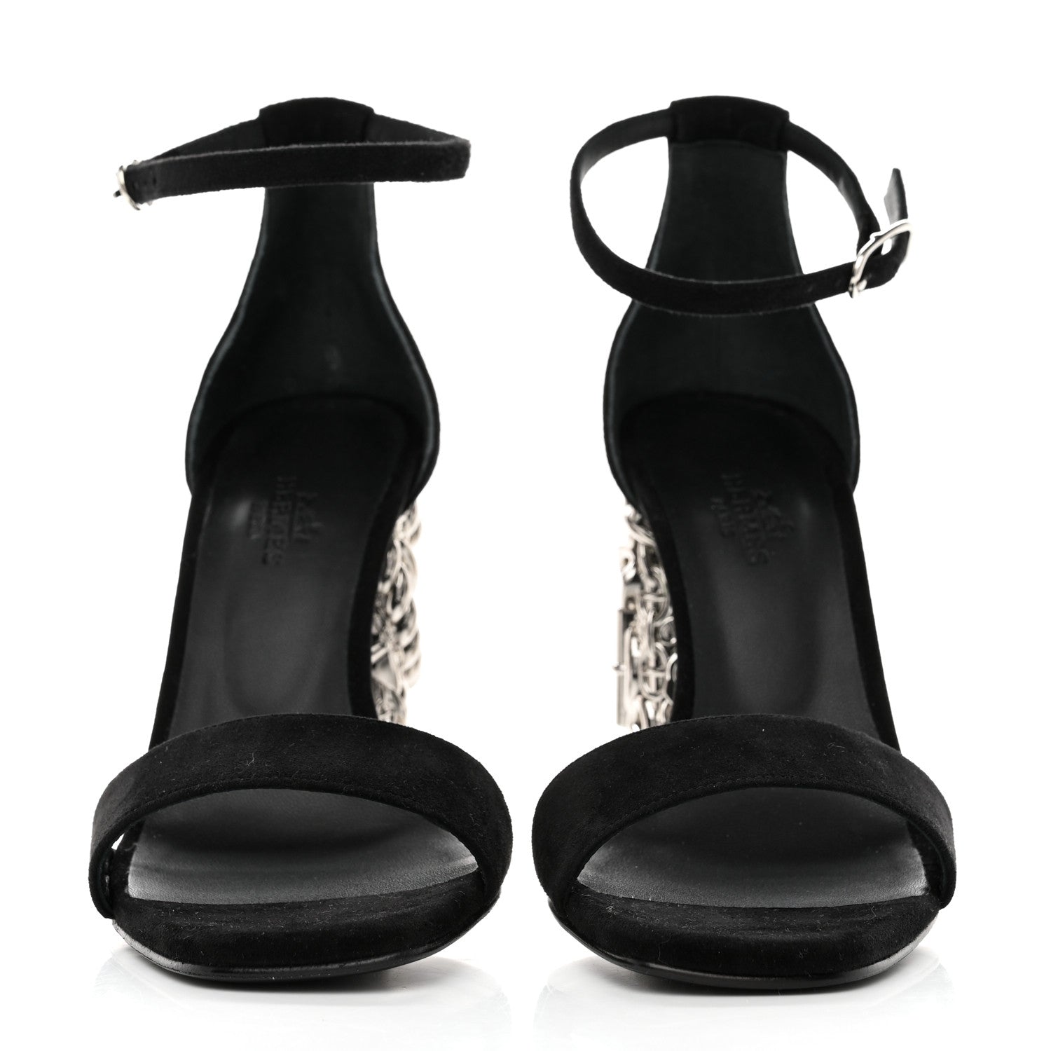 Hermes Suede Goatskin Glam 105 Sandals 37 Black 2 of 9