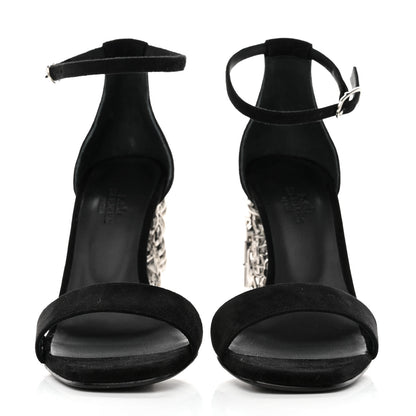 Hermes Suede Goatskin Glam 105 Sandals 37 Black 2 of 9