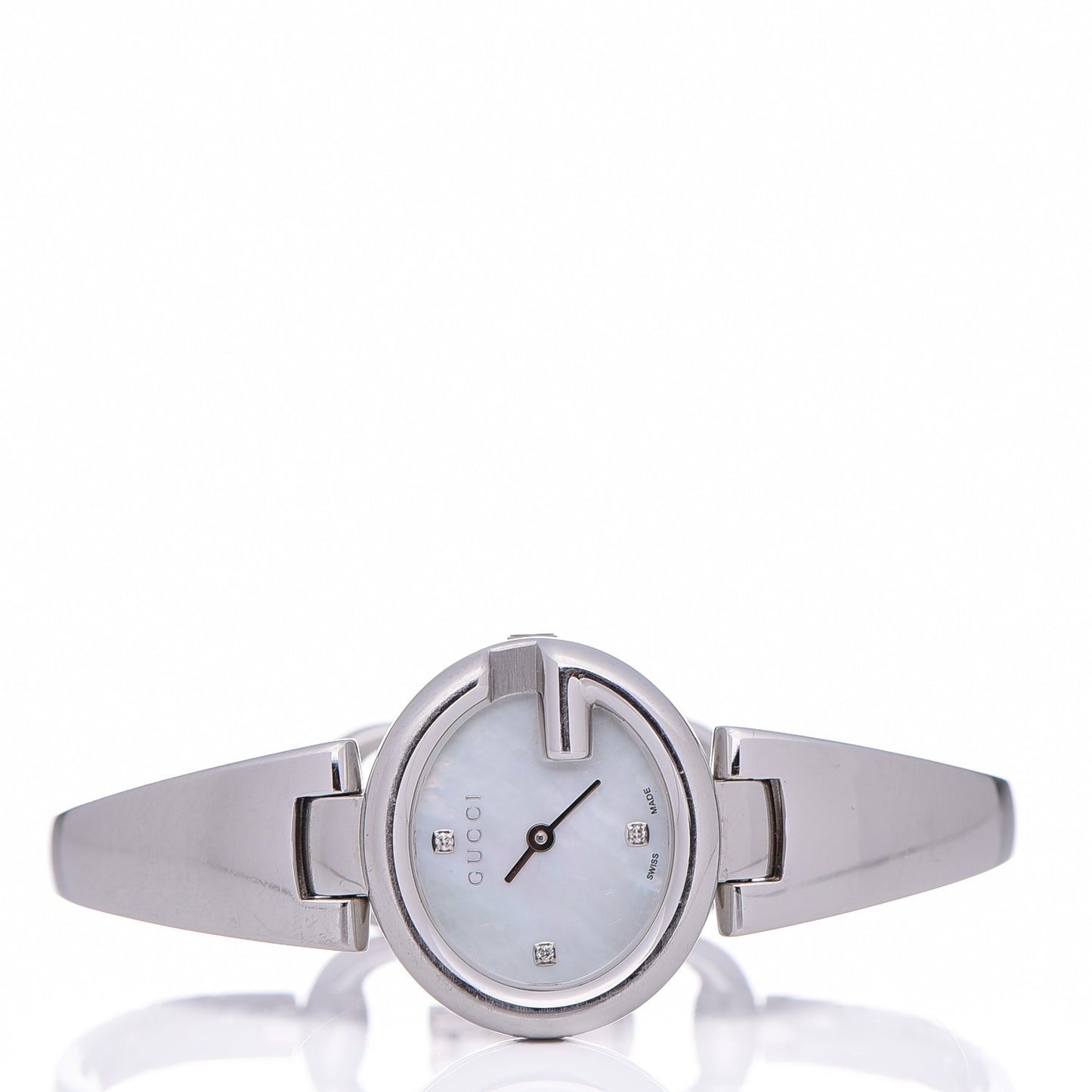 Stainless Steel Diamond Mother of Pearl 27mm Guccissima Quartz Watch