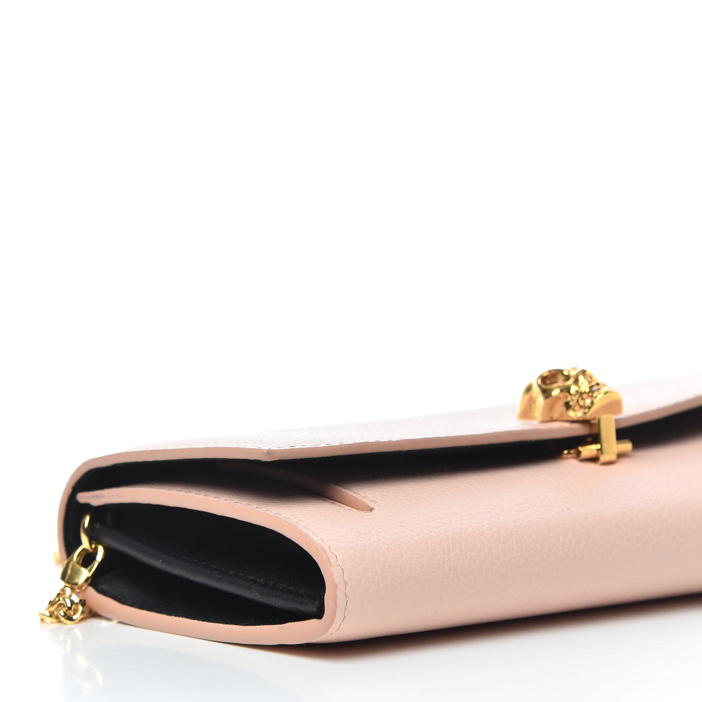 Pebbled Calfskin Skull Wallet on Chain Teint