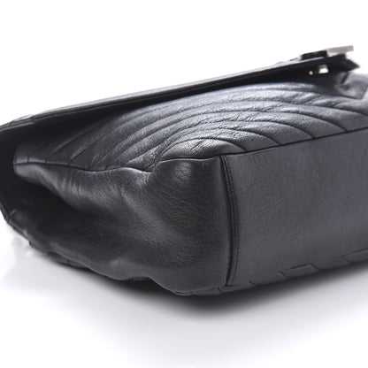 Saint Laurent Sheepskin Matelasse Chevron Monogram Large College Satchel Black 6 of 9