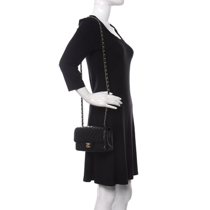Chanel Lambskin Chevron Quilted Mini Rectangular Flap Black 2 of 11