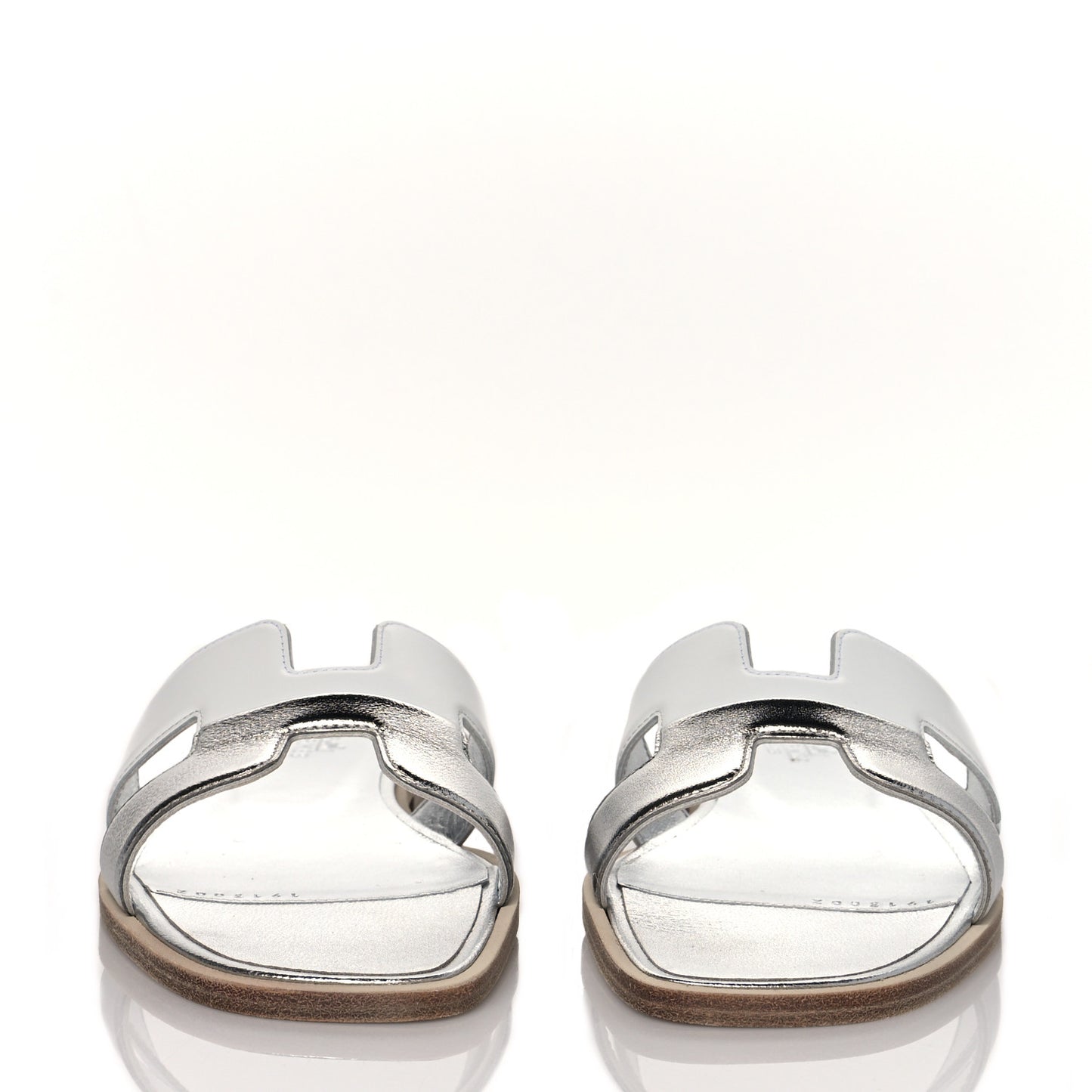 Metallic Nappa Box Oran Sandals 36.5 White Gris Argente