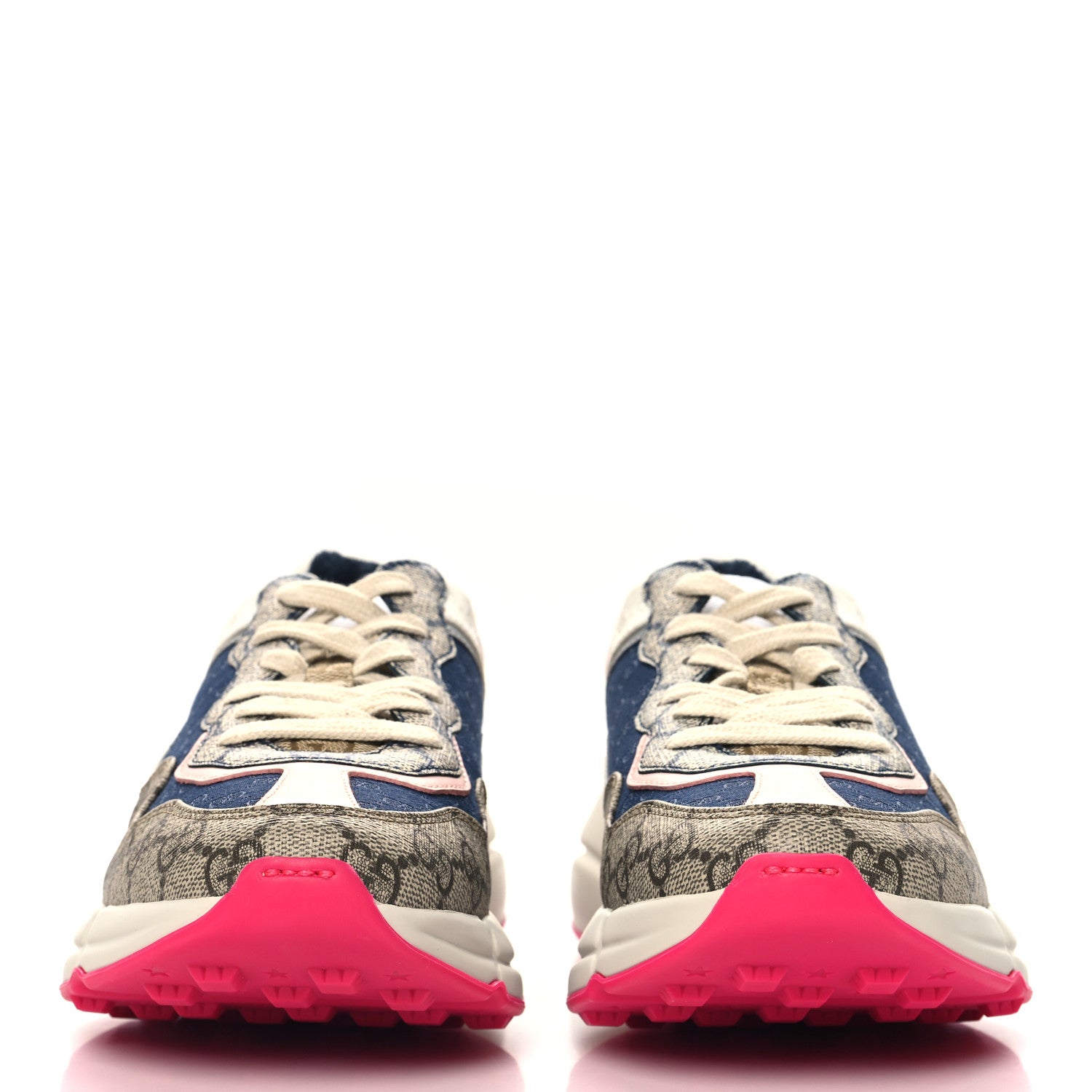 Gucci GG Supreme Monogram Mix Monogram Womens Rhyton Sneakers 37.5 London Blue Beige Pale Pink 3 of 10