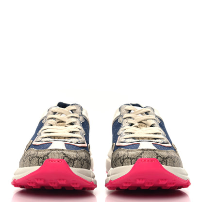 Gucci GG Supreme Monogram Mix Monogram Womens Rhyton Sneakers 37.5 London Blue Beige Pale Pink 3 of 10