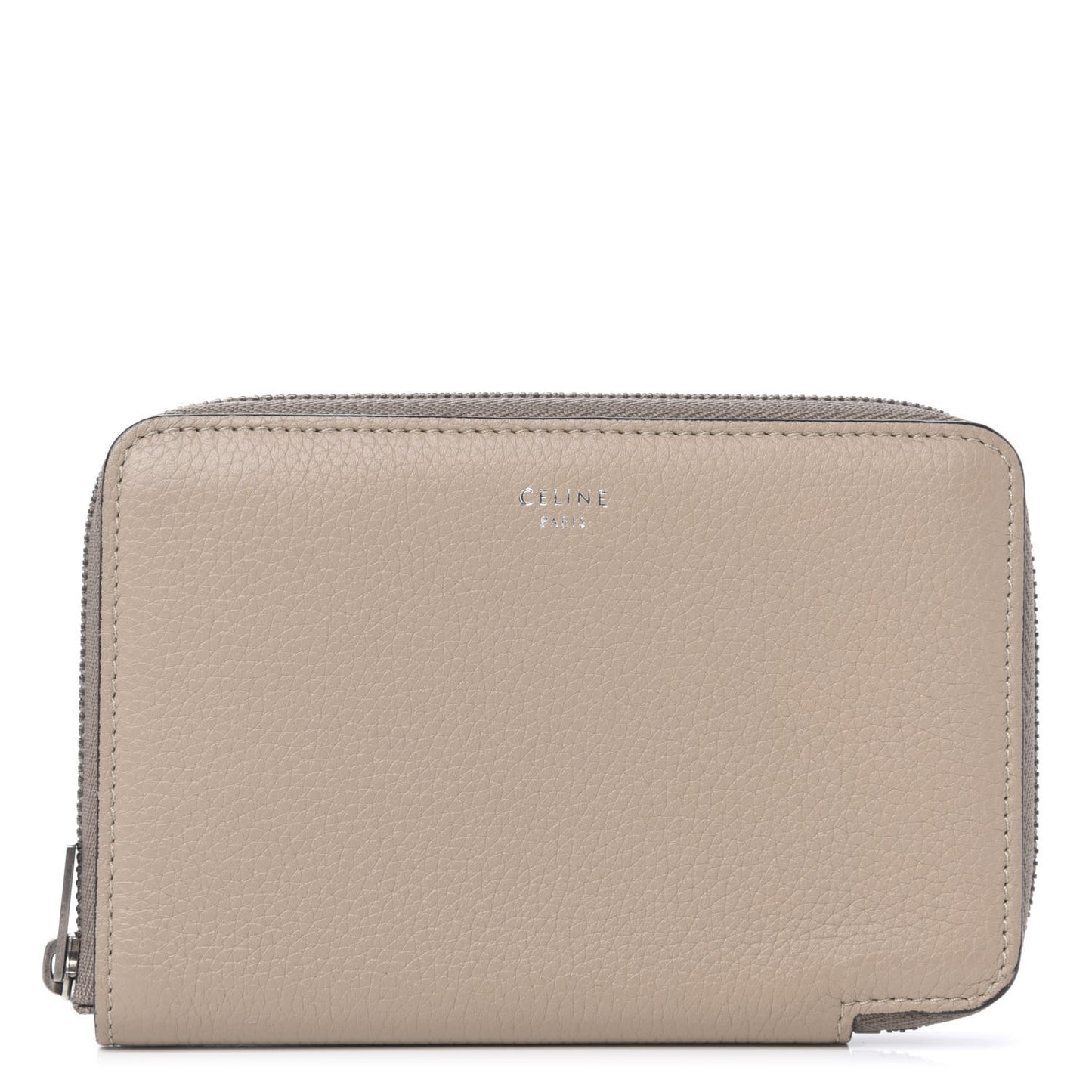Drummed Calfskin Medium Zip Around Multifunction Wallet Dune