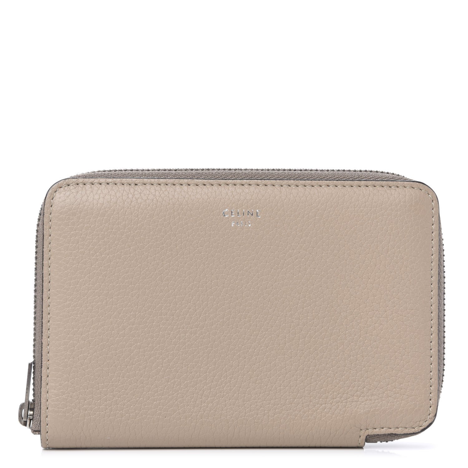 Celine Drummed Calfskin Medium Zip Around Multifunction Wallet Dune 1 of 9